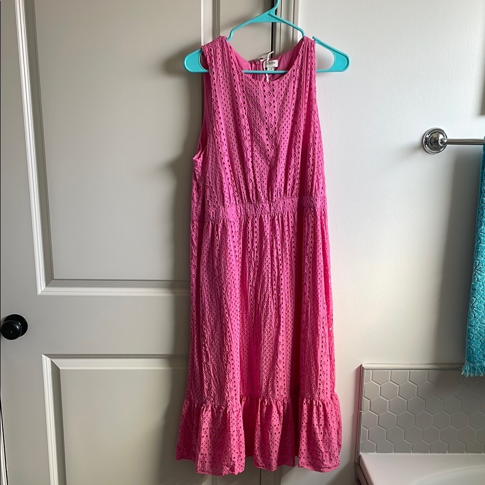 Pink Sleeveless Eyelet Dress